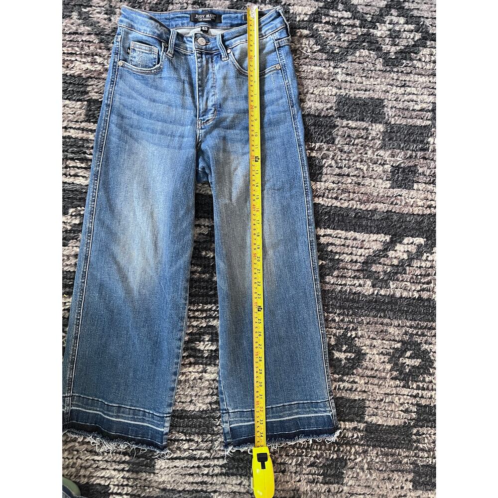 Judy Blue Wide Leg Cropped Jeans Raw Hem High Rise Super Soft Comfortable Sz 26 - Picture 7 of 9